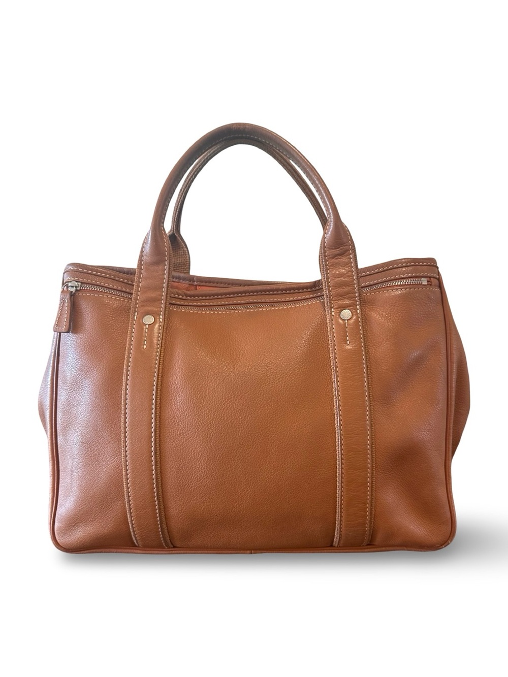 Longchamp Vintage Brown Leather Top Handle Tote Bag - Picture 11 of 16
